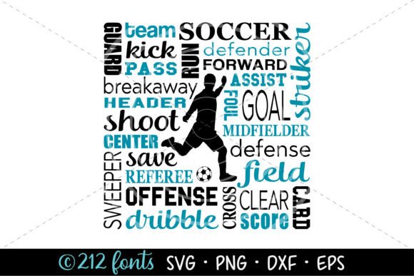 A Soccer Word Art Graphic for Sports-themed Designs