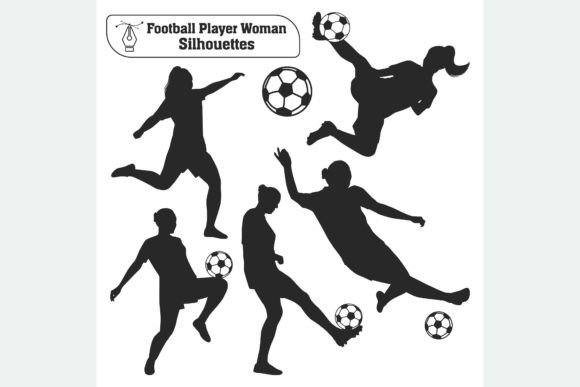 Female Soccer Silhouettes for Digital Graphics and Illustrations