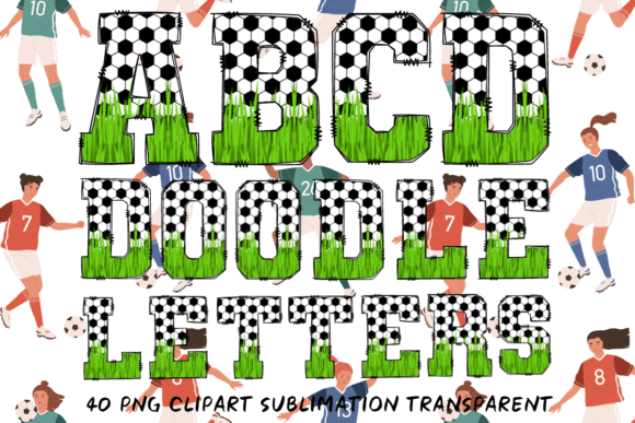 Soccer Alphabet Doodle Clipart For Youth Sports Graphics