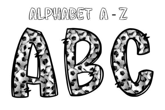 Soccer Football Alphabet Doodle Letter Graphics & Illustrations