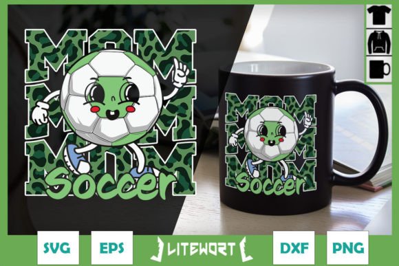 Soccer MOM Leopard Retro Soccer Graphics for Crafts and Branding