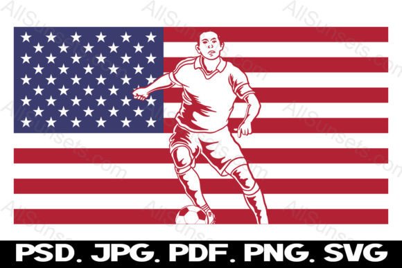 Soccer Player American Flag Graphics & Logo Review