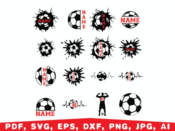 Soccer Svg Monogram Graphics & Illustrations