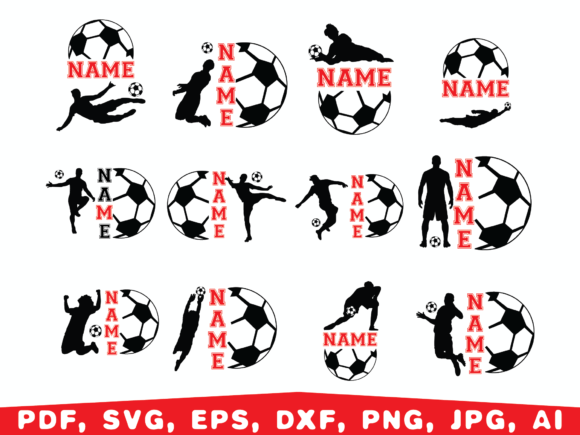 Soccer Svg Monogram Player Graphics & Illustrations